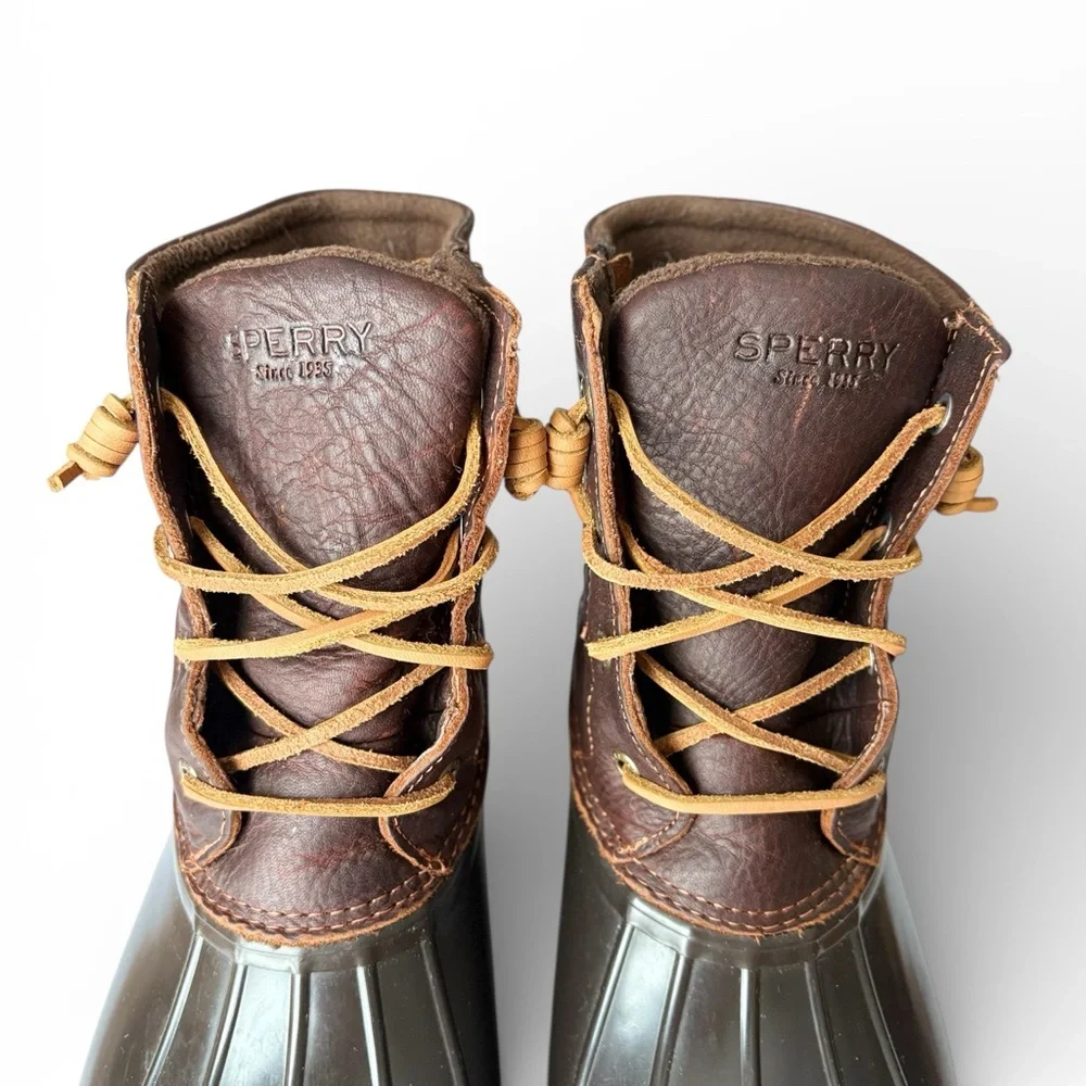 NWOT Sperry Womens Top-Sider Saltwater Duck Boot Brown Leather Size 12 STS91176 - Picture 9 of 10